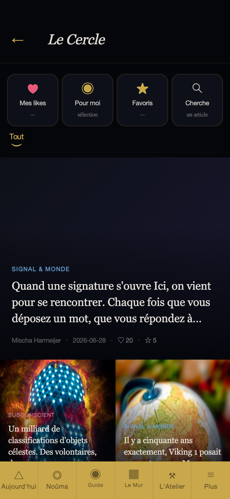Le Cercle dans l'application Delta Score